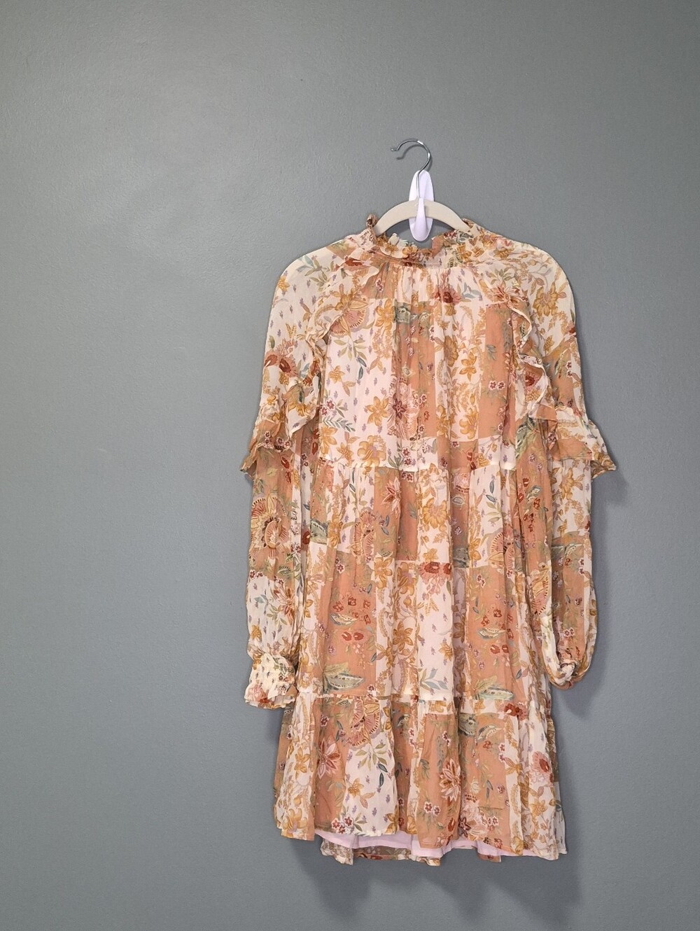 Sezane Estel Dress Patchwork Camel 34 NWT - Picture 5 of 9